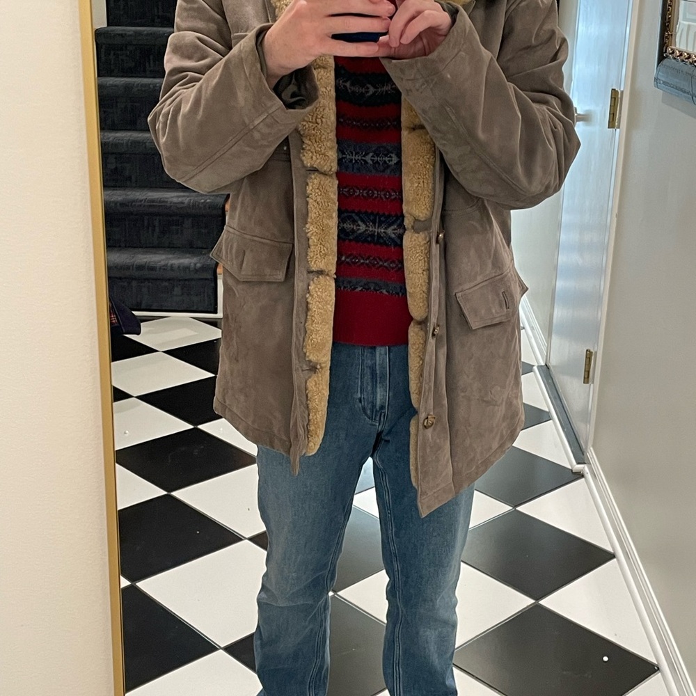 Men's Gray/Taupe Jacket with Faux Fur Lining